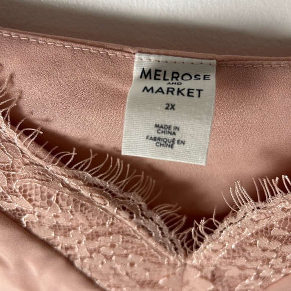 🌸NWT Melrose & Market Pink Lined Cami with Lace NeckLine Size 2X - Picture 3 of 6